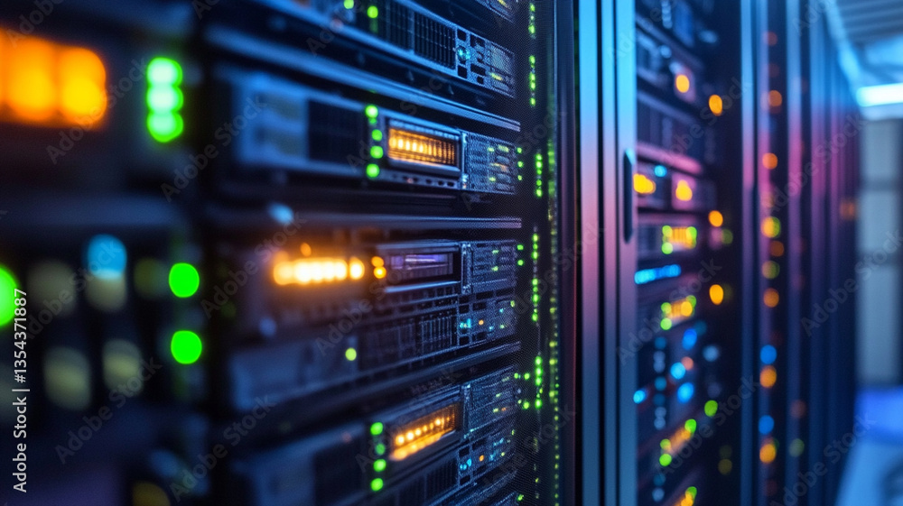World Backup Day, Data center with illuminated servers and network equipment, showcasing technology and connectivity World Backup Day, Data center with illuminated servers and network equipment, showcasing technology and connectivity