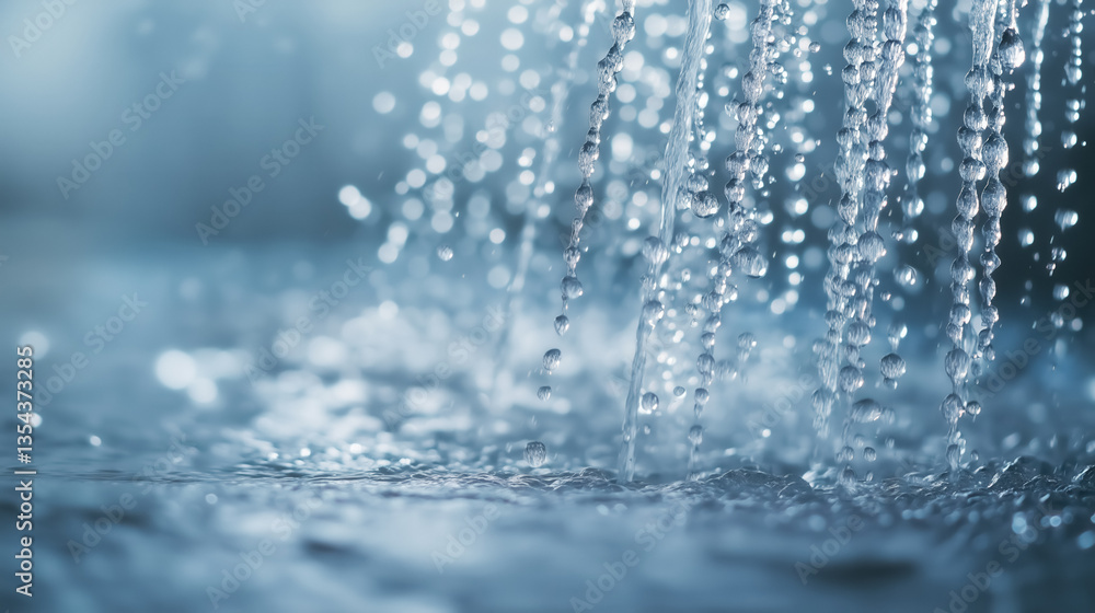 Fototapeta premium Water flowing from a sleek showerhead