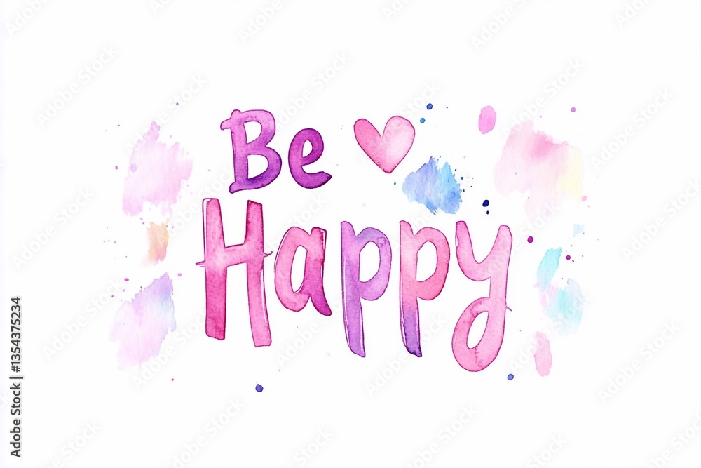 Obraz premium Logo with text Be Happy simple minimalist design