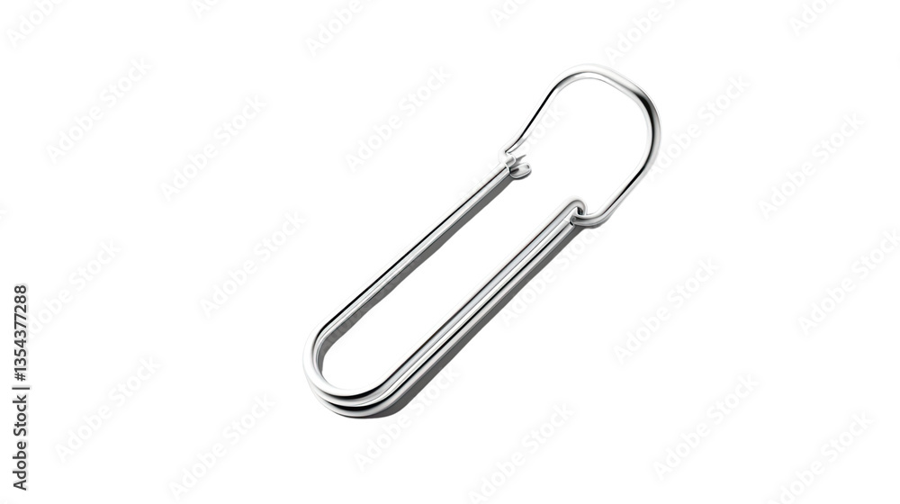 Safety Pin: A close-up shot of a gleaming silver safety pin, showcasing its simple elegance and functional design. The metallic sheen adds a touch of sophistication to this everyday item. Safety Pin: A close-up shot of a gleaming silver safety pin, showcasing its simple elegance and functional design. The metallic sheen adds a touch of sophistication to this everyday item.
