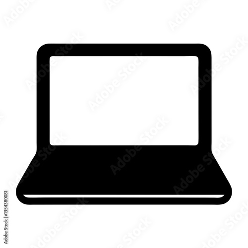 Laptop computer isolated on a white background with a black keyboard and silver design, featuring an open LCD screen, ideal for business, technology, and digital communication