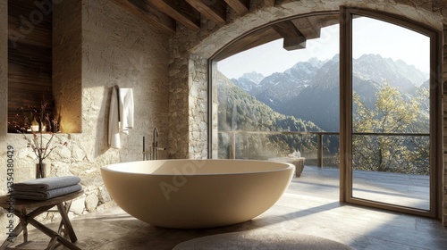 Mountain View Luxury Bathroom: Serene Escape in Alpine Retreat