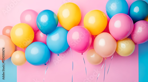 Colorful Balloons in Pink and Blue Background