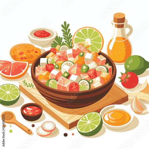 ceviche, food, seafood, gourmet, lime, fresh, meal, fish, appetizer, delicious, cuisine, citrus, peru, peruvian, restaurant, raw, cebiche, marinated, cilantro, onion, seviche, lunch, background, salad