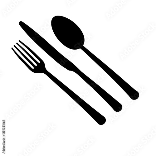 A set of silverware including a fork spoon and knife on a white background