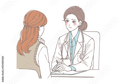女性患者から詳しく話を聞く女性の医師