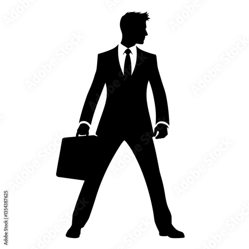 Confident groom with briefcase silhouette for wedding journey