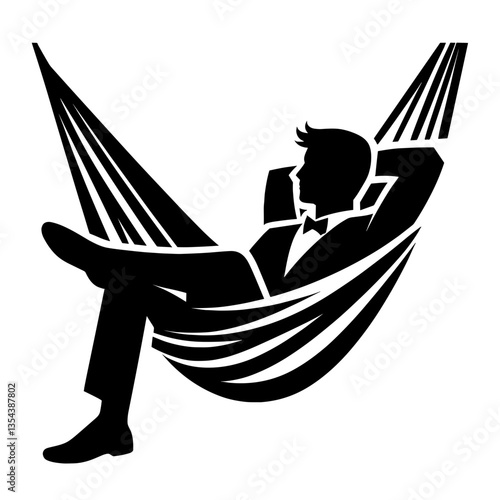 Groom relaxing in hammock silhouette during tropical honeymoon