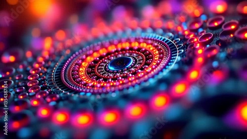 Mesmerizing Abstract Circular Design with Glowing Lights and Intricate Details