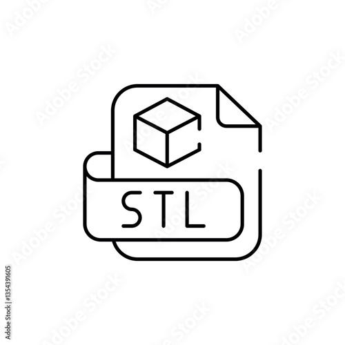 STL File Extension icon design with white background stock illustration