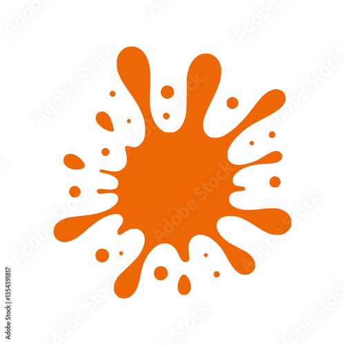 Orange paint splash against a white background  