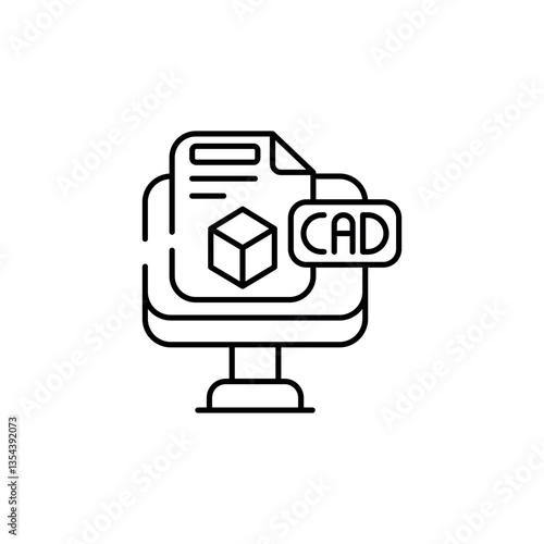 CAD Software icon design with white background stock illustration