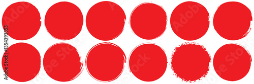 Set of grunge circles shapes vector collection. round brush paint strokes. Black ink circles. Vector grunge calligraphic circular smears, Paint brush stamp collection. Vector brush circle. 