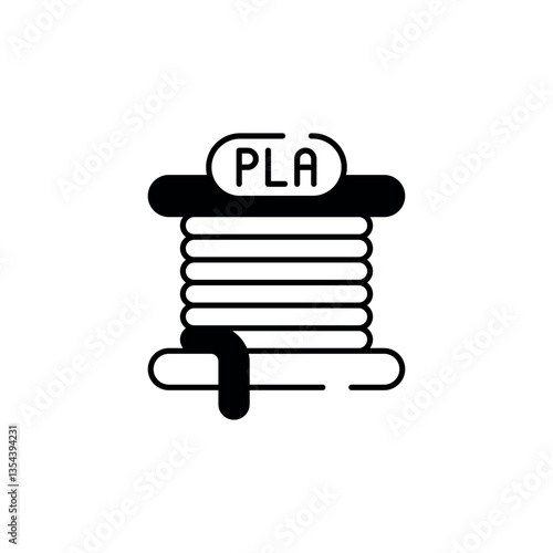 PLA Filament icon design with white background stock illustration
