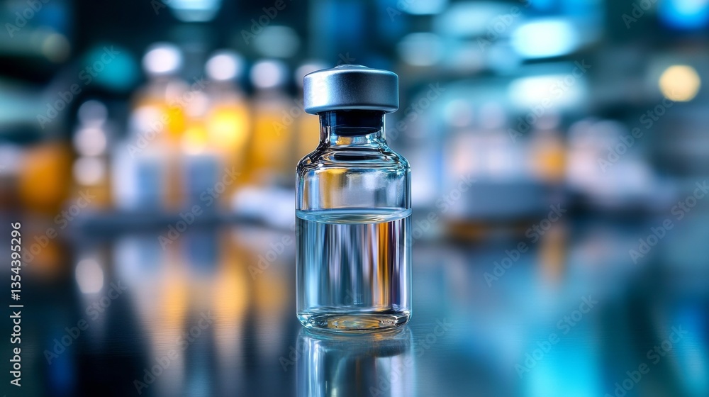 Close-up of a vaccine vial on a sterile table with medical equipment, representing healthcare innovation, medical research, and public health discussions. Close-up of a vaccine vial on a sterile table with medical equipment, representing healthcare innovation, medical research, and public health discussions.