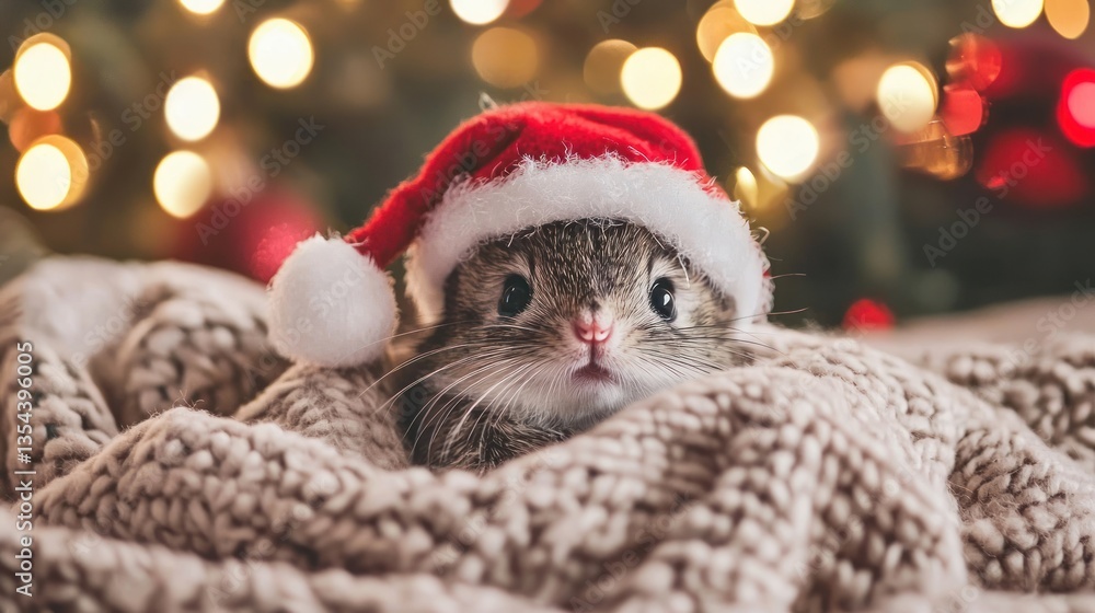 Adorable Kitten in Santa Hat Adorable Kitten in Santa Hat