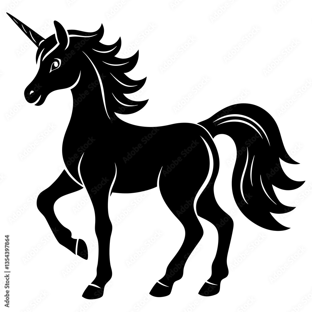 unicorn Silhouette vector icon on white background unicorn Silhouette vector icon on white background