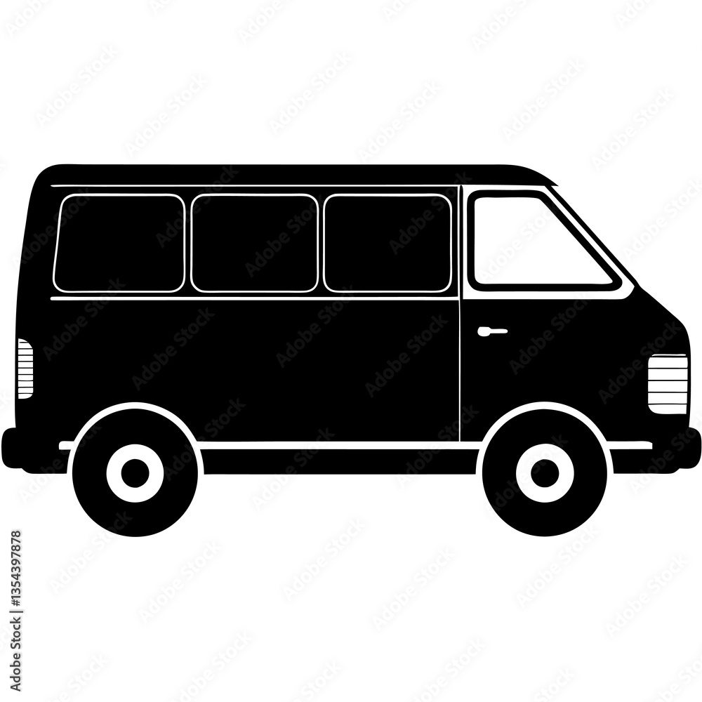 van silhouette vector icon white background van silhouette vector icon white background