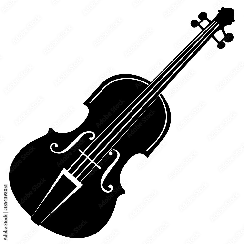 Obraz premium violin silhouette vector icon white background