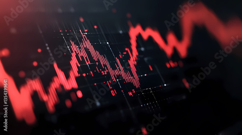 Wallpaper Mural Stock Market Graph with Red Fluctuating Lines Torontodigital.ca