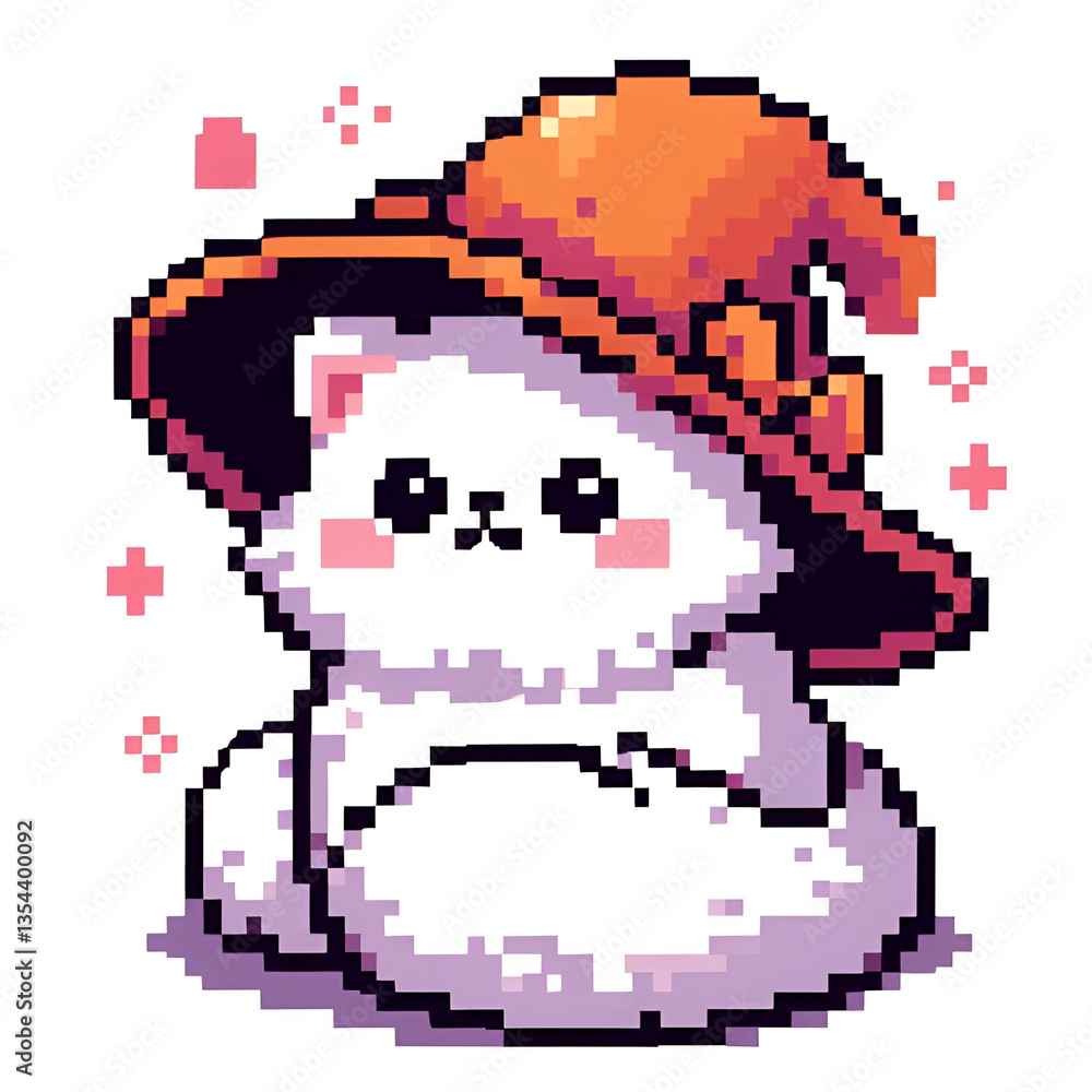 Fototapeta premium pixel art pixel art of white cat illustration 
