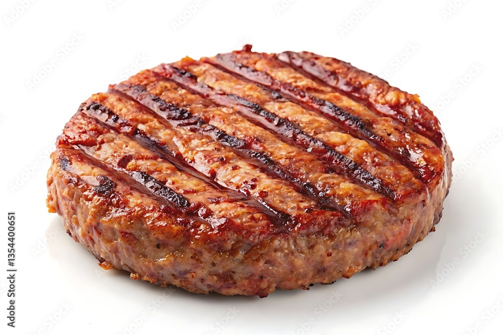 Grilled burger patty isolated on white background Grilled burger patty isolated on white background