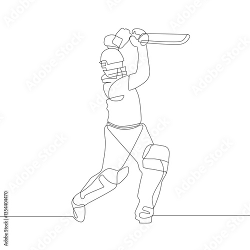 Batsman continuous line art vector!