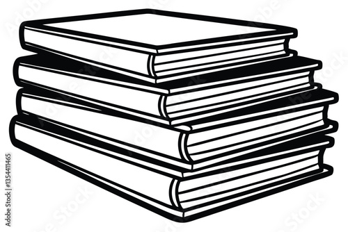book stack vector, black icon