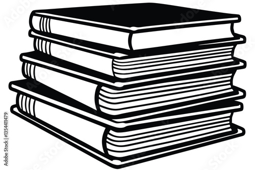 book stack vector, black icon