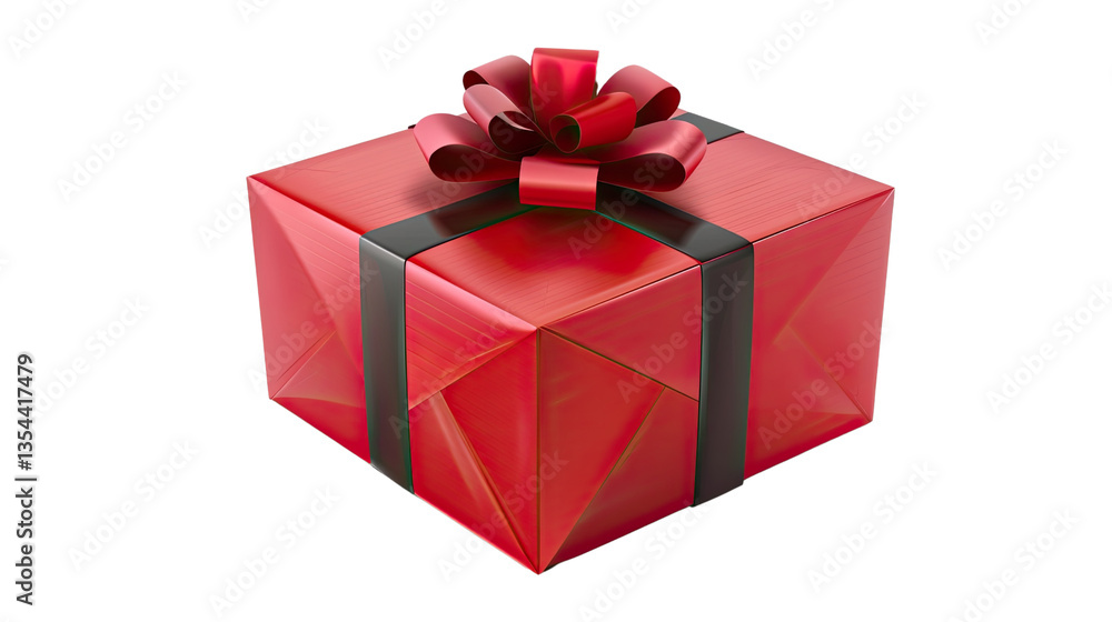 Obraz premium Gift of Festive Cheer: A beautifully wrapped present adorned with a vibrant ribbon, poised to be gifted, symbolizing the joy of giving and celebration.