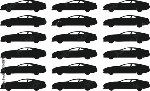 Seamless Pattern of Silhouetted Cars in a Row