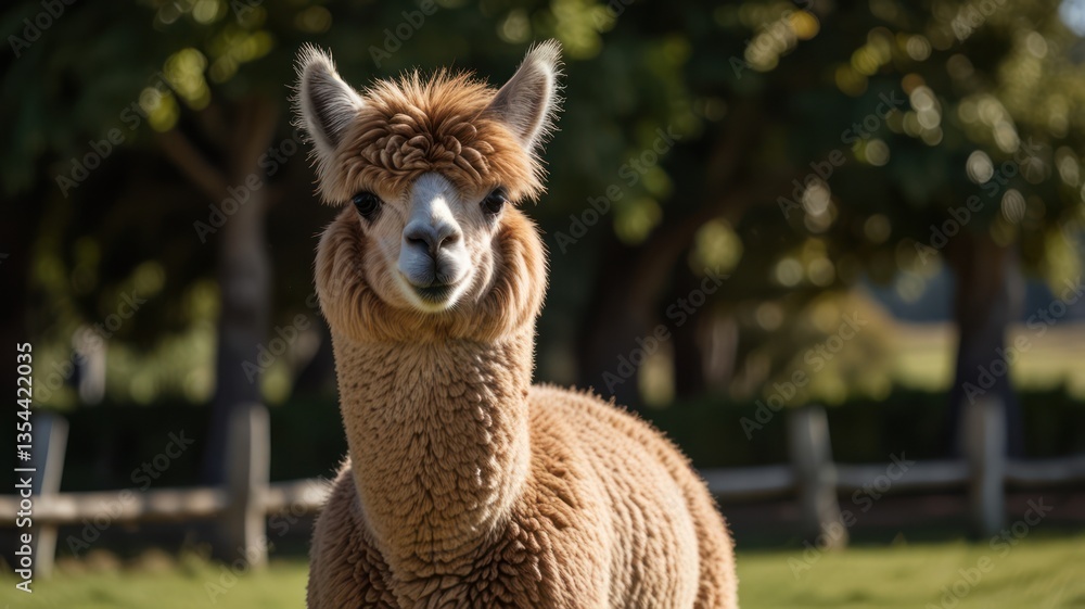 Obraz premium Alpaca portrait in field (1)