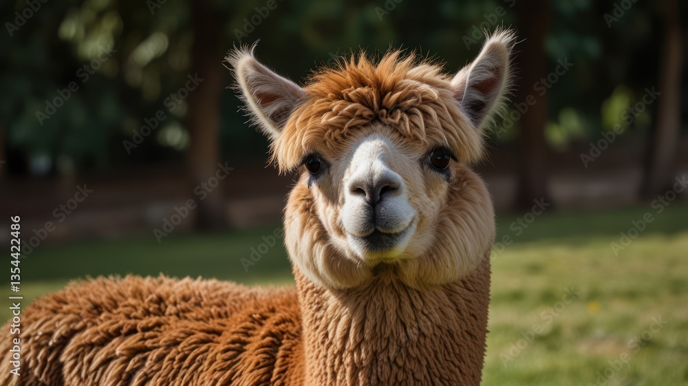 Obraz premium Cute alpaca in a field