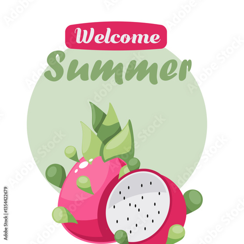 Welcome happy summer, fresh dragonfruits summer fruits
