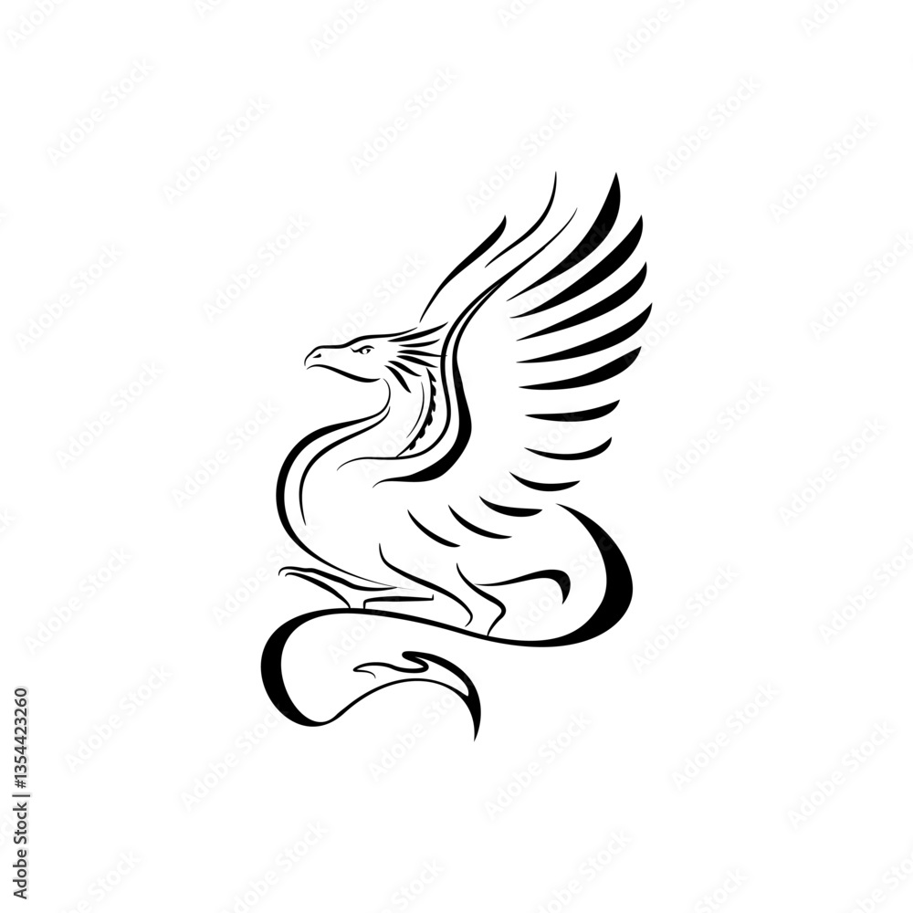 Obraz premium dragon line logo vector design 