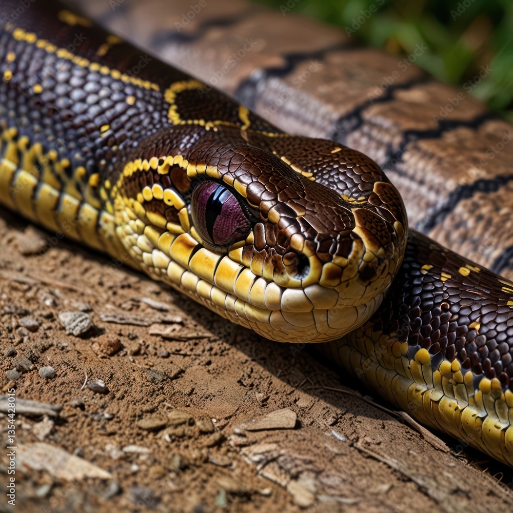 Fototapeta premium Snake close-up on dirt