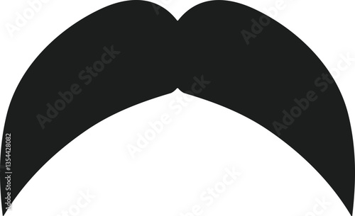 Classic Black Mustache Silhouette Vector – Minimalist Facial Hair Icon for Graphic Design and Print
