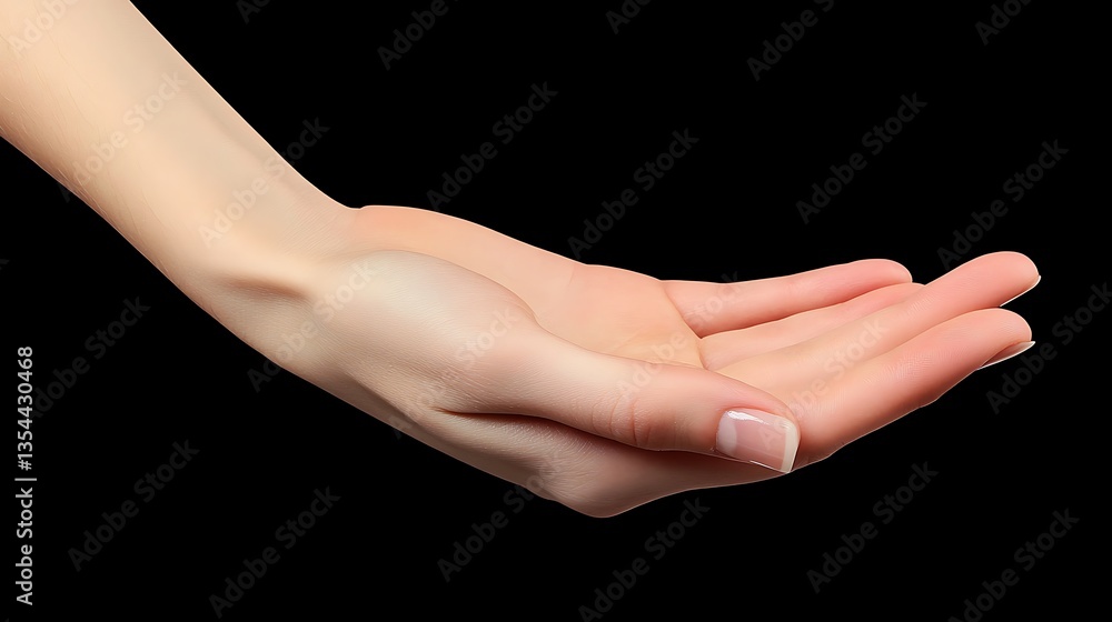 Woman's open hand, palm up, isolated. Woman's open hand, palm up, isolated.
