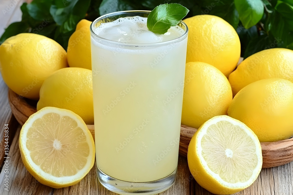 Refreshing glass of homemade lemonade with ice and fresh lemons. Perfect for summer, thirst quenching, healthy and delicious. Refreshing glass of homemade lemonade with ice and fresh lemons. Perfect for summer, thirst quenching, healthy and delicious.