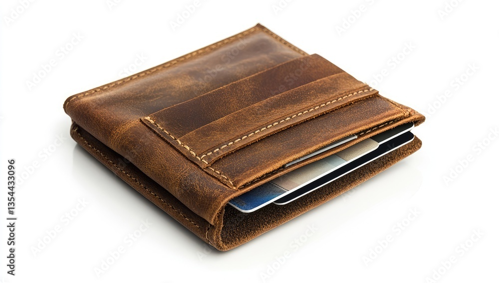 Brown leather wallet with cards Brown leather wallet with cards