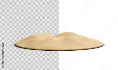 Sand island in 3d realistic style isolated on background. Vector illustration