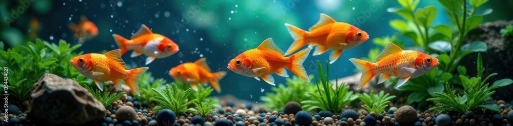 Naklejka premium School of colorful fish swimming together in a bowl , ocean, aquatic