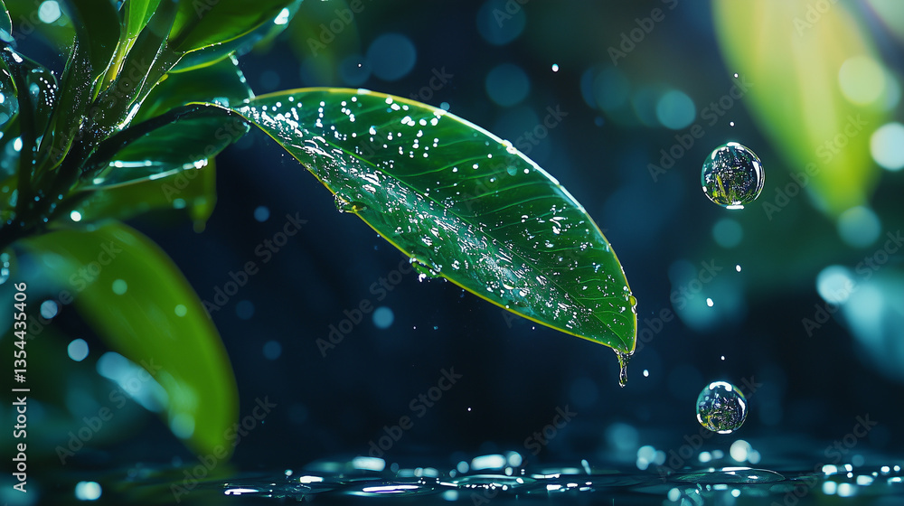 water drops on leaf