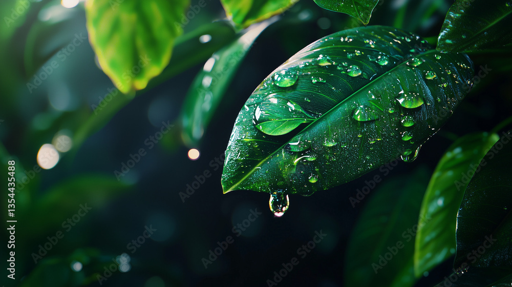 water drops on a leaf
