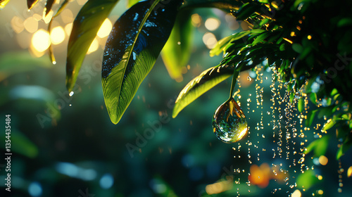 Obraz na płótnie water drops on the leaf w salonie