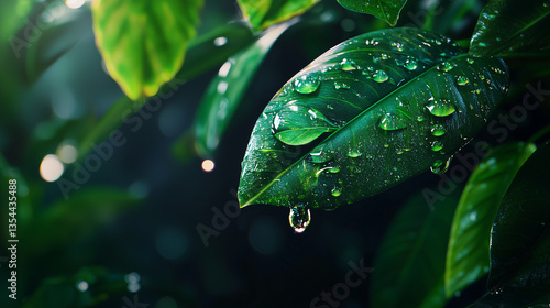 Obraz na płótnie water drops on a leaf w salonie