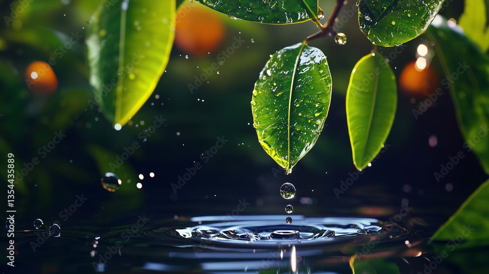 water drops on leaf