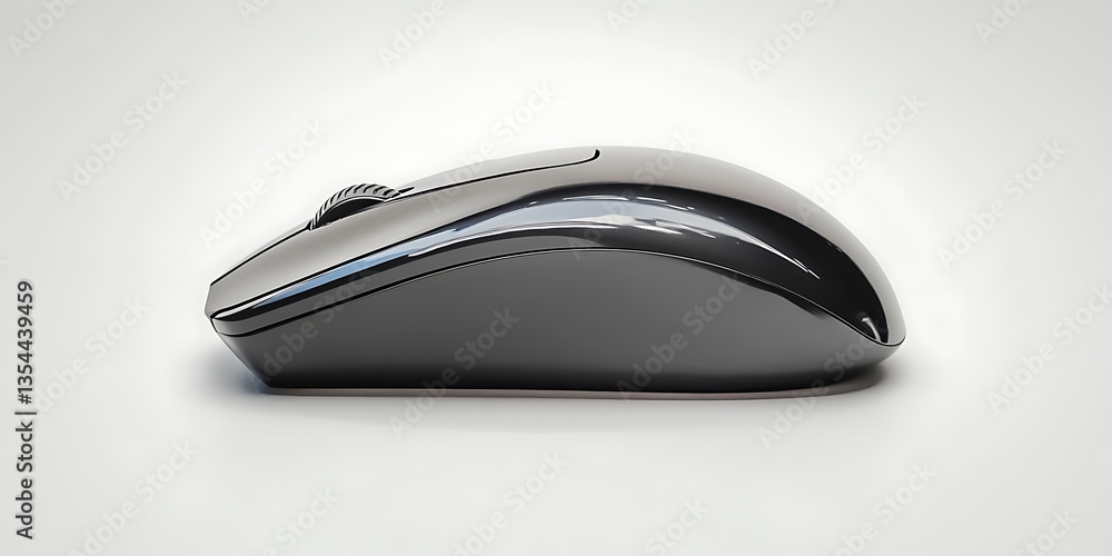 a white computer mouse with black buttons a white computer mouse with black buttons