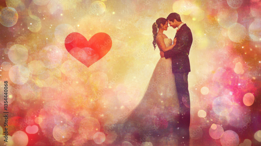 A couple in formal attire sharing an intimate embrace, set against a dreamy, colorful bokeh background. Isolated with a transparent background. A couple in formal attire sharing an intimate embrace, set against a dreamy, colorful bokeh background. Isolated with a transparent background.