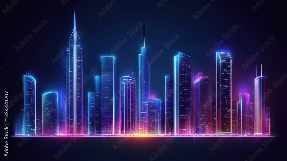 Neon city skyline at night (1) Neon city skyline at night (1)